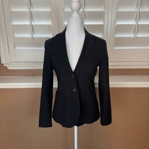 Theory Women's Size 4 Maricela Blazer Jacket Black Stretch Cotton Fitted Office